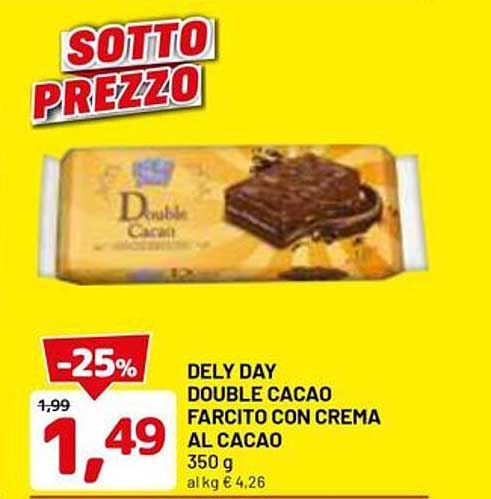 DELY DAY DOUBLE CACAO FARCITO CON CREMA AL CACAO