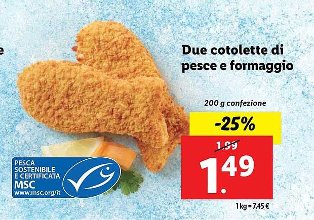 Due cotolette di pesce e formaggio