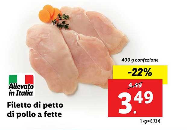 Filetto di petto di pollo a fette