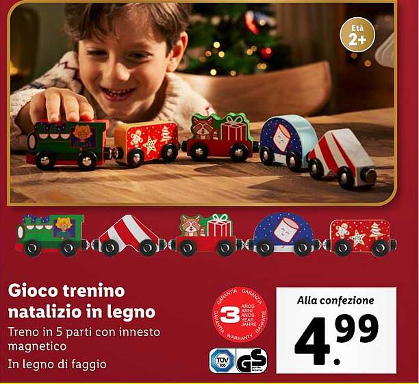 Gioco trenino natalizio in legno