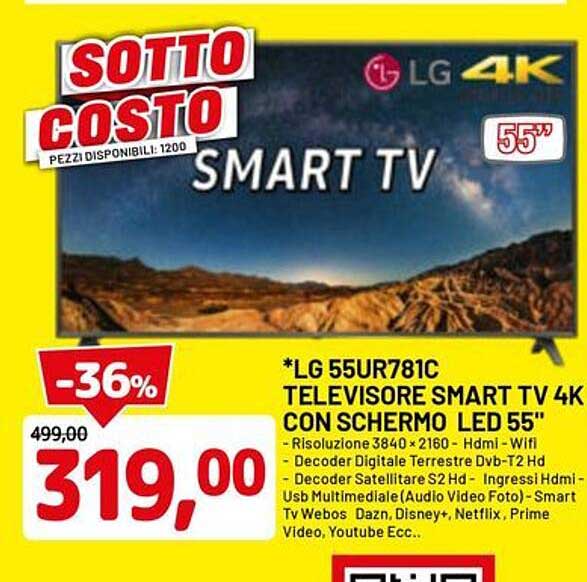 LG 55UR781C TELEVISORE SMART TV 4K CON SCHERMO LED 55''