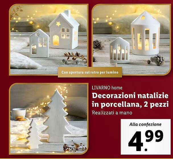 LIVARNO home Decorazioni natalizie in porcellana, 2 pezzi