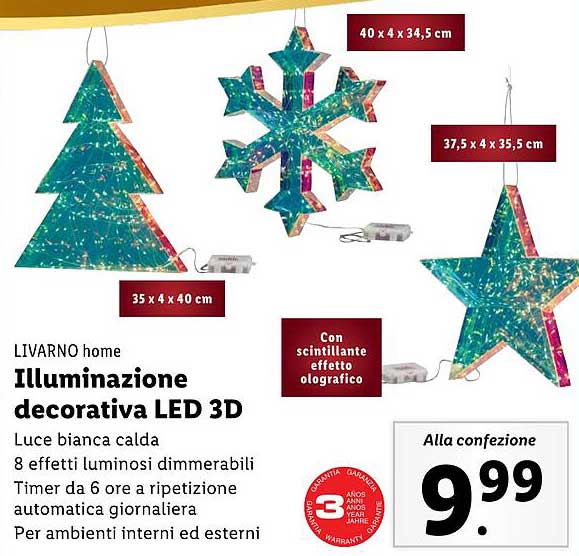 LIVARNO home Illuminazione decorativa LED 3D