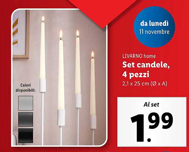 LIVARNO home Set candele, 4 pezzi