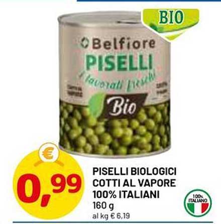 PISELLI BIOLOGICI COTTI AL VAPORE 100% ITALIANI