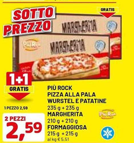 PIÙ ROCK PIZZA ALLA PALA WURSTEL E PATATINE