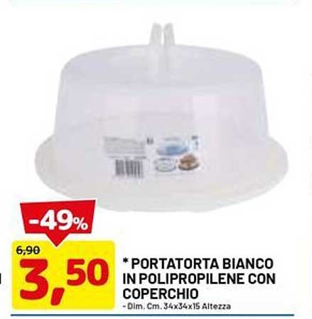 *PORTATORTA BIANCO IN POLIPROPILENE CON COPERCHIO*