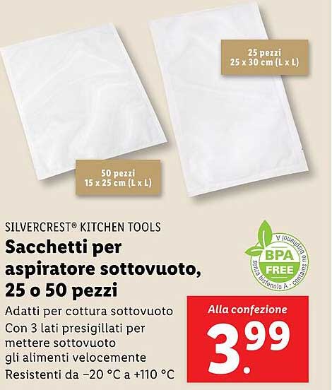 Sacchetti per aspiratore sottovuoto, 25 o 50 pezzi