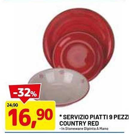 * SERVIZIO PIATTI 9 PEZZI COUNTRY RED