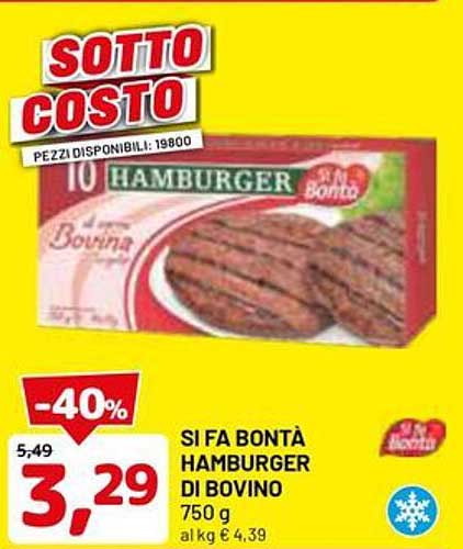 SI FA BONTÀ HAMBURGER DI BOVINO