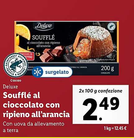 Soufflé al cioccolato con ripieno all'arancia