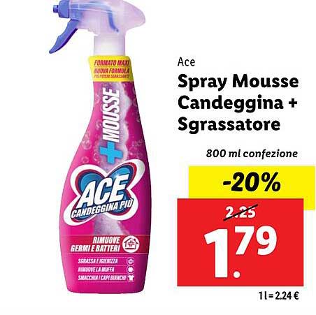 Spray Mousse Candeggina + Sgrassatore