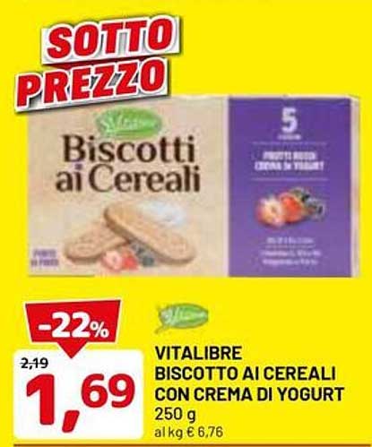 VITALIBRE BISCOTTI AI CEREALI CON CREMA DI YOGURT