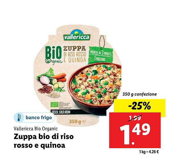 Zuppa bio di riso rosso e quinoa