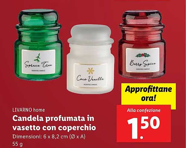 Candela profumata in vasetto con coperchio