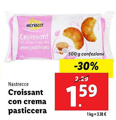 Croissant con crema pasticcera