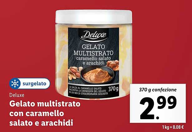 Gelato multistrato con caramello salato e arachidi