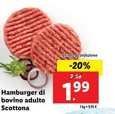 Hamburger di bovino adulto Scottona