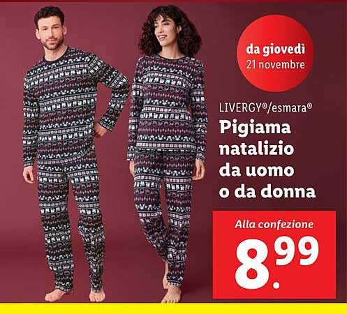 LIVERGY®/esmara® Pigiama natalizio da uomo o da donna