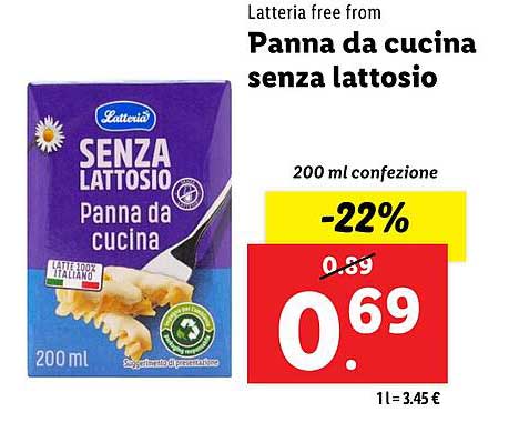 Panna da cucina senza lattosio