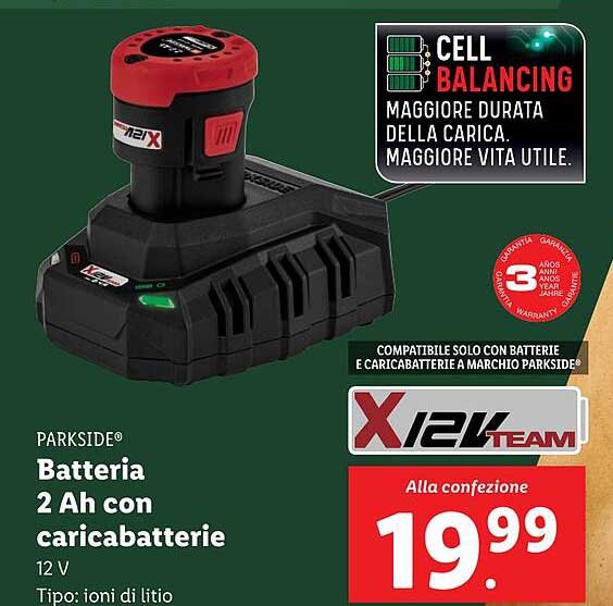 PARKSIDE® Batteria 2 Ah con caricabatterie 12 V