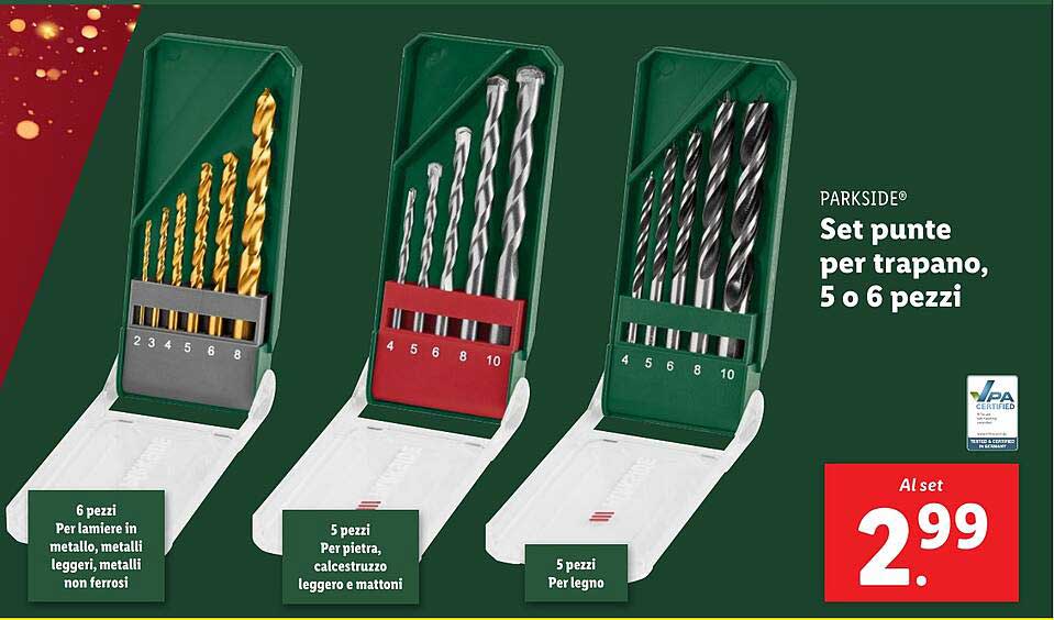 PARKSIDE® Set punte per trapano, 5 o 6 pezzi