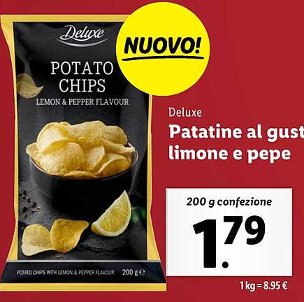 Patatine al gusto limone e pepe