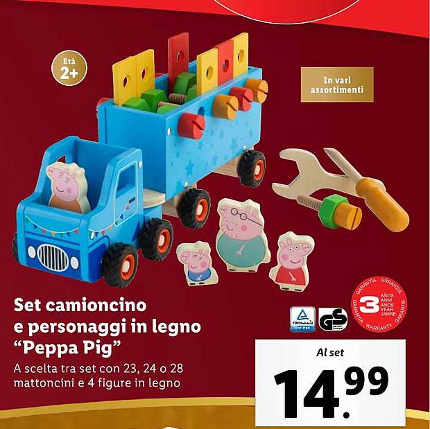 Set camionscino e personaggi in legno "Peppa Pig"