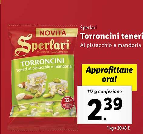 Sperlari Torroncini teneri Al pistacchio e mandorla