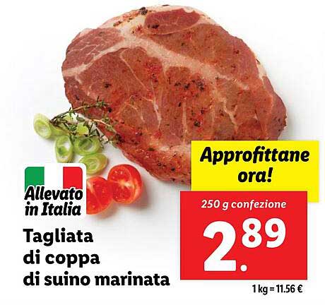 Tagliata di coppa di suino marinata