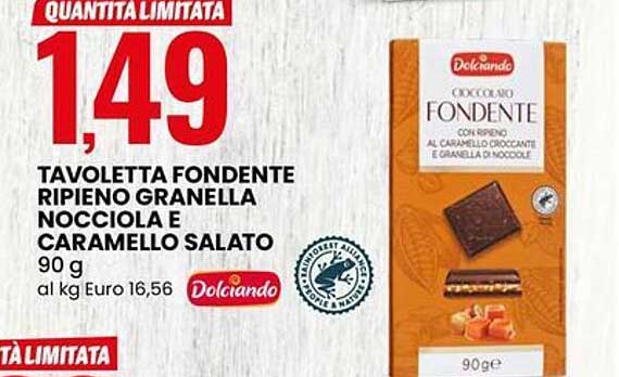 TAVOLETTA FONDENTE RIPIENO GRANELLA NOCCIOLA E CARAMELO SALATO