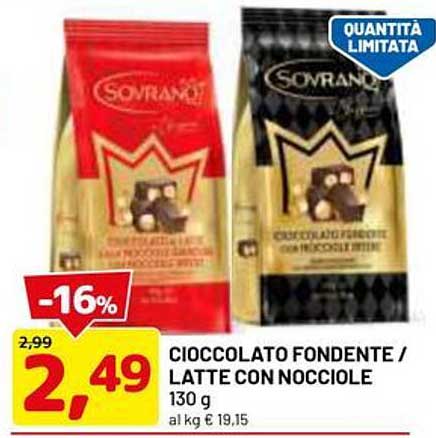 CIoccolato fondente / latte con nocciole