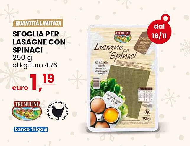 SFOGLIA PER LASAGNE CON SPINACI