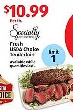 Fresh USDA Choice Tenderloin