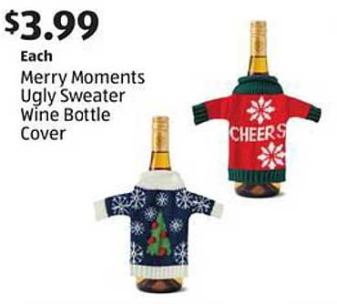 Merry Moments Ugly Sweater Wine Bottle Cover