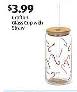 Crofton Glass Cup with Straw