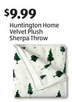 Huntington Home Velvet Plush Sherpa Throw