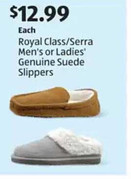 Royal Class/Serra Men's or Ladies' Genuine Suede Slippers