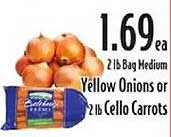 Yellow Onions or 2 lb Cello Carrots