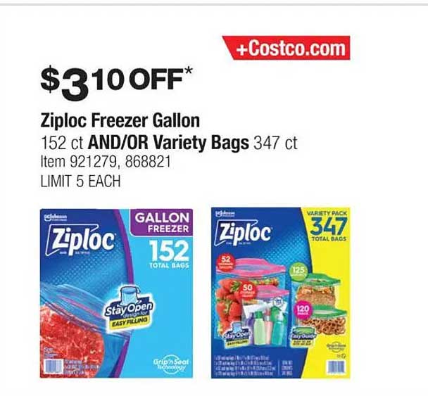 Ziploc Freezer Gallon AND/OR Variety Bags