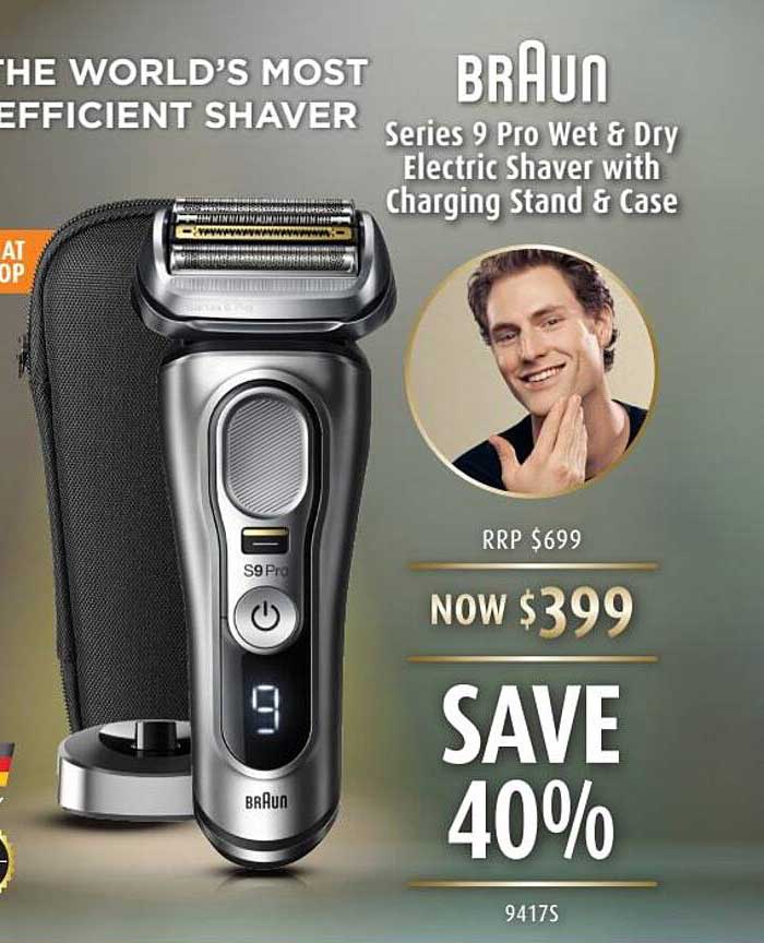 Shaver Shop Braun Series 9 Pro Wet & Dry Electric Shaver With Charging Stand & Case