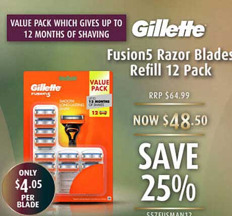 Shaver Shop Gillette Fusion 5 Razor Blades Refill 12 Pack