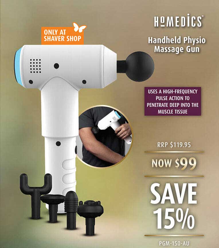 Shaver Shop Homedics Handheld Physio Massage Gun
