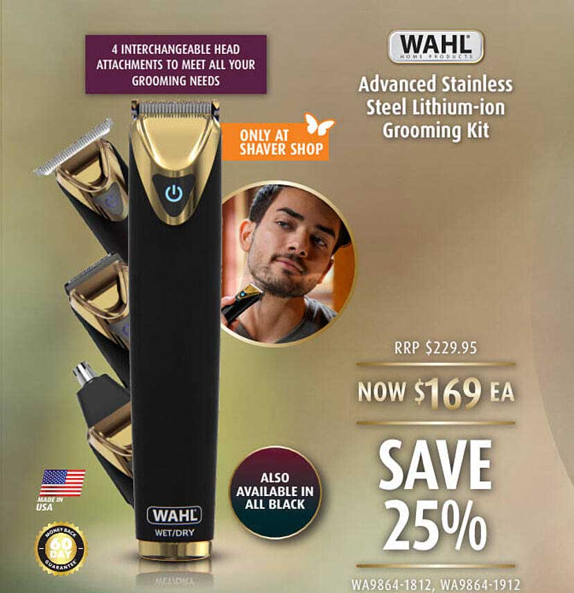Shaver Shop Wahl Advanced Stainless Steel Lithium-Ion Grooming Kit
