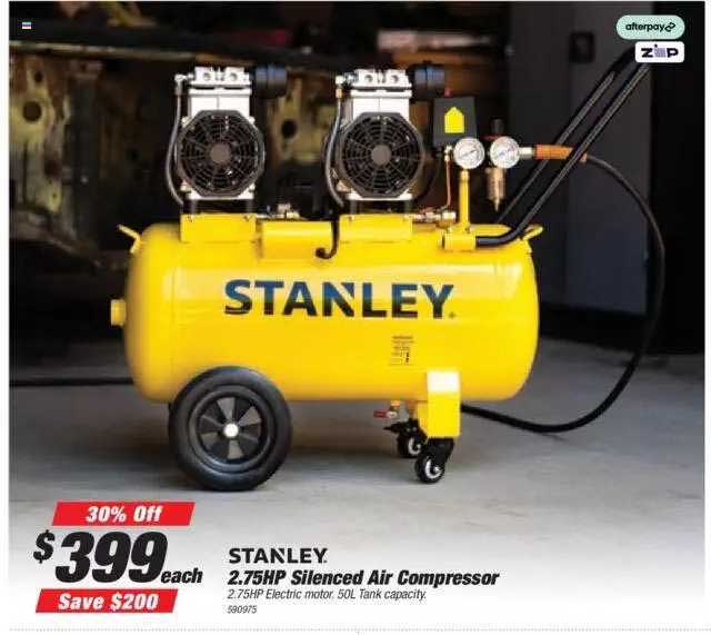 Supercheap Auto Stanley 2.75HP Silenced Air Compressor 30% Off