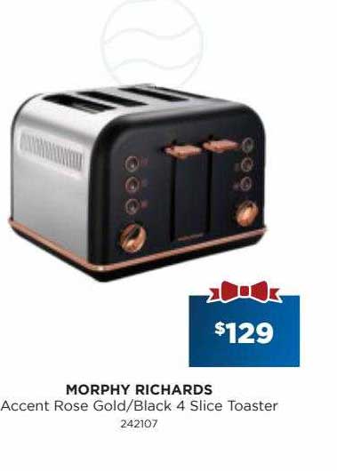 Morphy Richards Accent Rose Gold Or Black 4 Slice Toaster Offer at Bing Lee