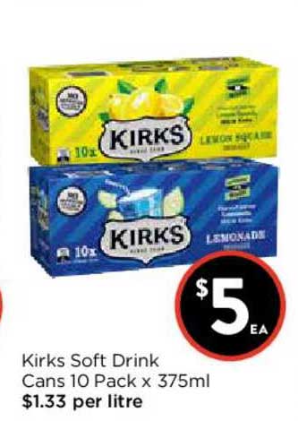 FoodWorks Kirks Soft Drink Cans 10 Pack X 375ml