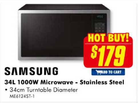 Samsung 34L 1000W Microwave - Stainless Steel Offer at The Good Guys
