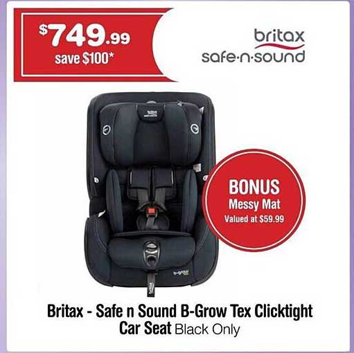 Baby Kingdom Britax - Safe N Sound B-Grow Tex Clicktight Car Seat Black Only