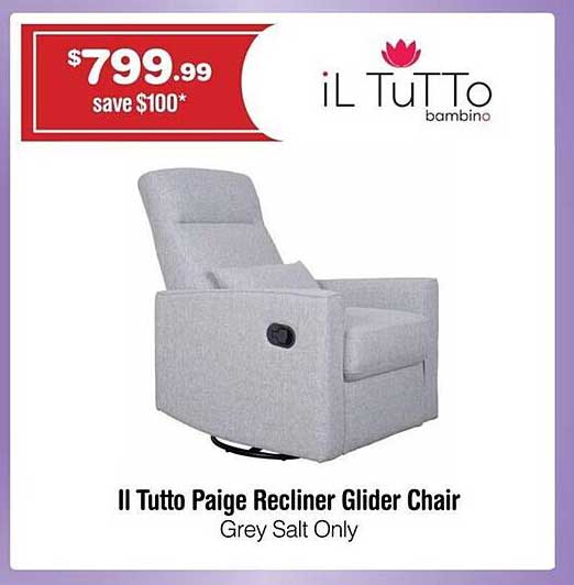 Baby Kingdom II Tutto Paige Recliner Glider Chair Grey Salt Only